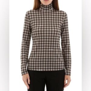 ROKH HOUNDSTOOTH TURTLENECK IN MULTI 2 4 stretch long sleeve zip back plaid